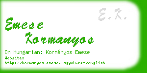 emese kormanyos business card